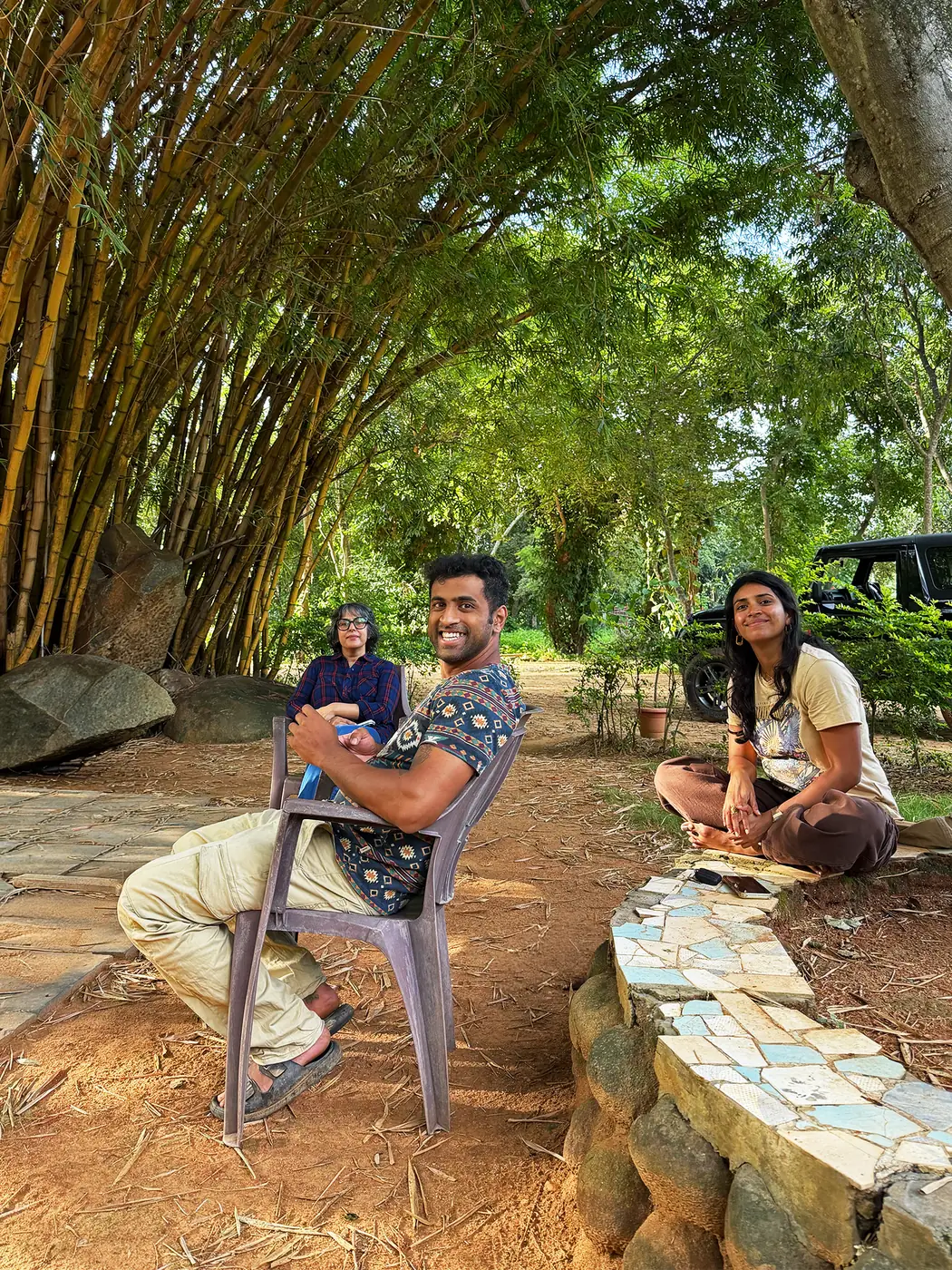 The founders of ‘No Pin Code Valley’ under the bamboo